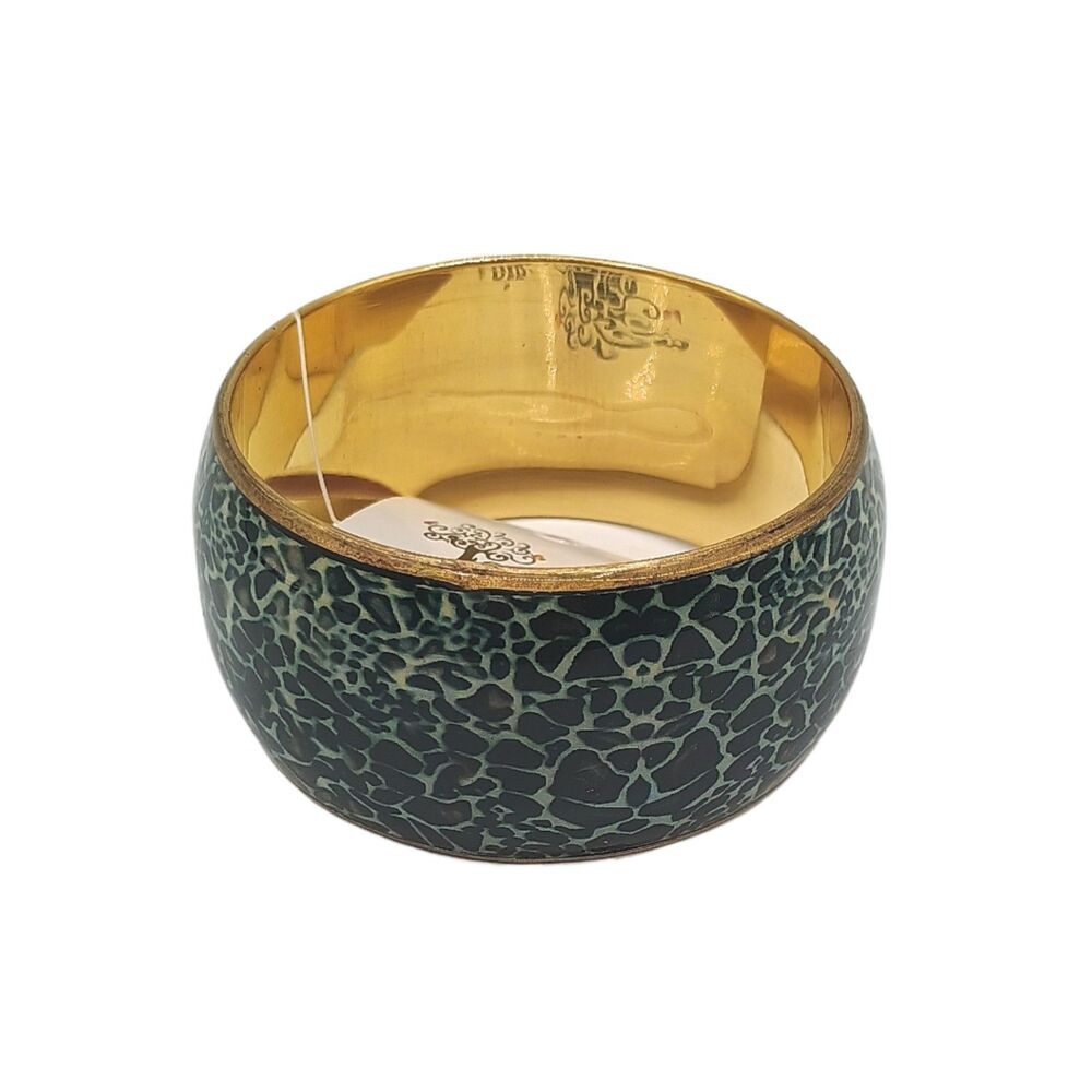 Fantasia La Moda Bangle Bracelet Blue Animal Gold Tone Southwestern Coastal New